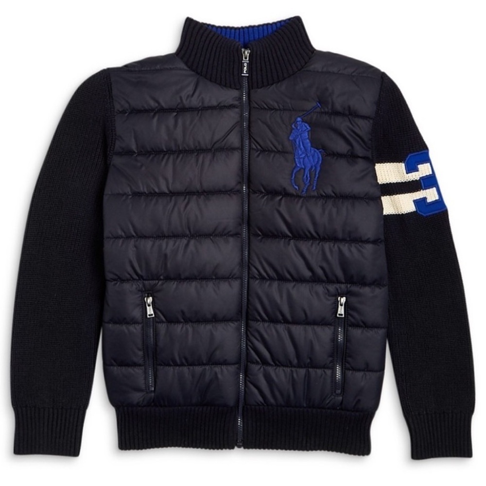POLO RALPH LAUREN BOYS BLACK & BLUE SWEATER JACKET 3T